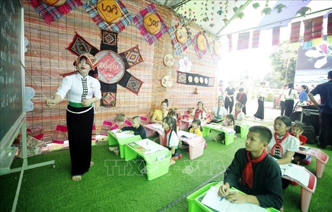 A corner of a space for introducing culture of ethnic minority groups held in Nghia Lo town, the northern province of Yen Bai, as part of the  ceremony. VNA Photo