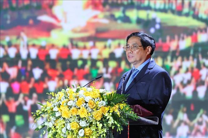 PM Pham Minh Chinh speaks at the ceremony. VNA Photo: Dương Giang