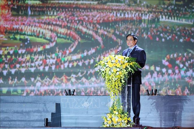 PM Pham Minh Chinh speaks at the ceremony. VNA Photo: Dương Giang