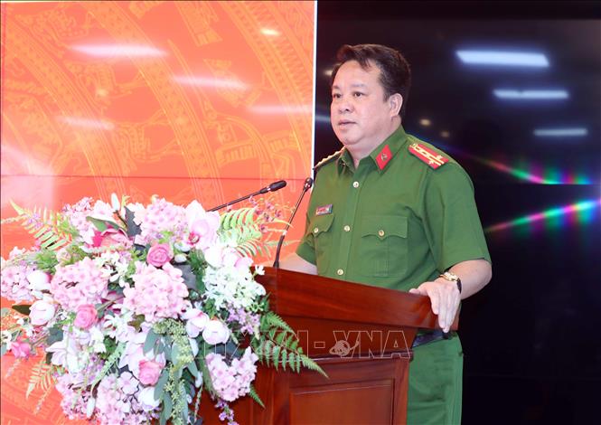 Đại tá Nguyễn Quốc Hùng, Cục trưởng Cục Cảnh sát Quản lý hành chính về trật tự xã hội (Bộ Công an) phát biểu. Ảnh: Phạm Kiên - TTXVN