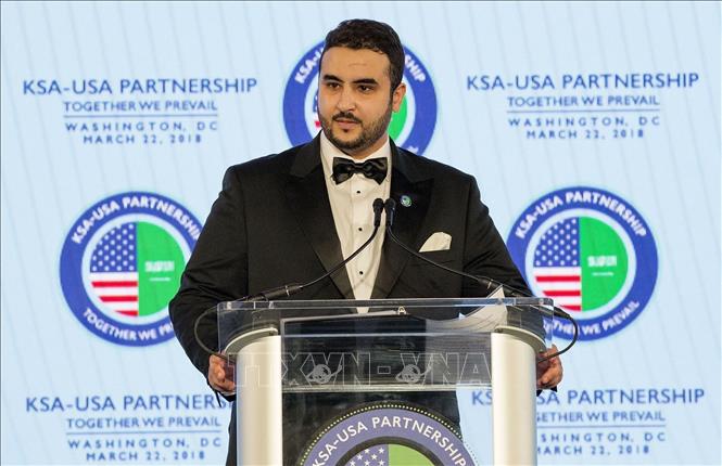 Trong ảnh: Hoàng tử Khaled bin Salman, Đại sứ Saudi Arabia tại Mỹ, dự một sự kiện ở Washington DC., ngày 22/3/2018. Ảnh: AFP/TTXVN