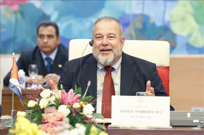 Thủ tướng nước Cộng hòa Cuba Manuel Marrero Cruz phát biểu. Ảnh: Doãn Tấn - TTXVN