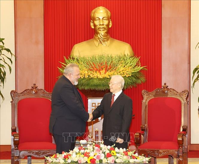Tổng Bí thư Nguyễn Phú Trọng tiếp Thủ tướng Cuba Manuel Marrero Cruz. Ảnh: Trí Dũng –TTXVN