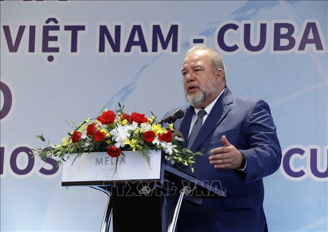 Trong ảnh: Thủ tướng nước Cộng hòa Cuba Manuel Marrero Cruz phát biểu tại diễn đàn. Ảnh: An Đăng - TTXVN