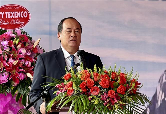 Trong ảnh: Chủ tịch UBND tỉnh An Giang Nguyễn Thanh Bình phát biểu lại lễ khánh thành. Ảnh: TTXVN phát