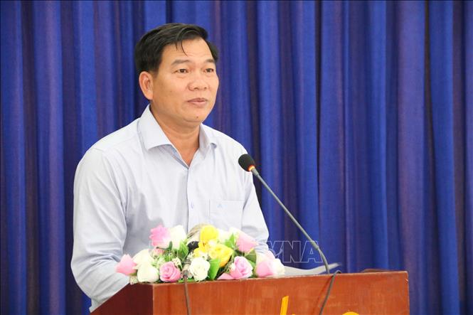 Ông Dương Hoàng Sum, Giám đốc Sở Văn hóa, Thể thao và Du lịch tỉnh Trà Vinh phát biểu tại buổi báo cáo kết quả nghiên cứu. Ảnh: Thanh Hòa - TTXVN