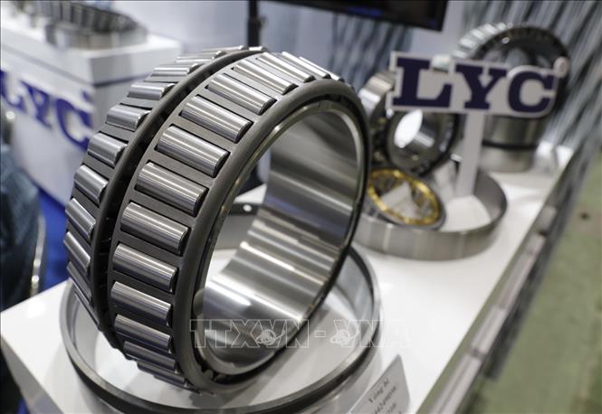 A booth displaying bearings for industrial machines from Japan at the Exhibition. VNA Photo: Trần Việt