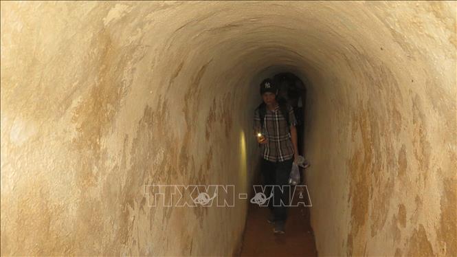 Trong ảnh: Hầm số 1 tại Địa đạo Khu ủy Trị Thiên Huế. Ảnh: Tường Vi - TTXVN