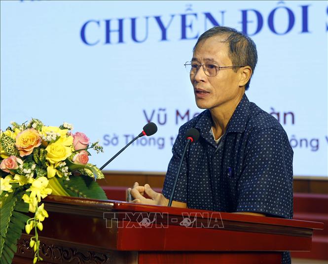 Trong ảnh: Phó Giám đốc Sở Thông tin và Truyền thông Vĩnh Phúc Vũ Mạnh Toàn phát biểu tại Hội nghị. Ảnh: Hoàng Hùng – TTXVN