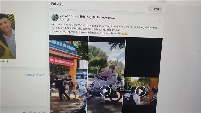 Trong ảnh: Clip nam sinh bị đánh hội đồng phát tán trên mạng xã hội gây bức xúc dư luận. Ảnh: TTXVN phát