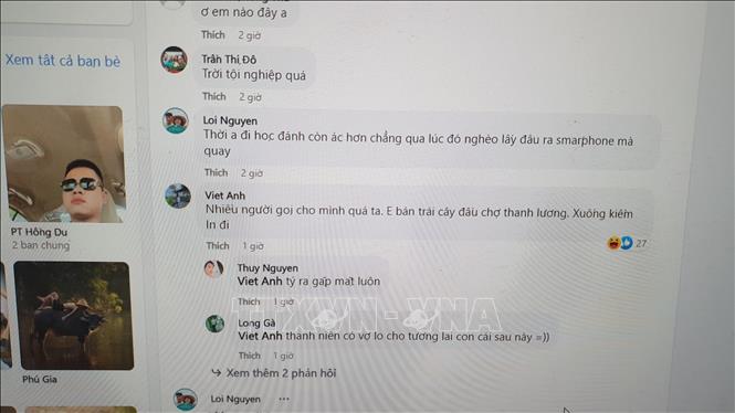 Trong ảnh: Những bình luận về clip nam sinh bị đánh hội đồng trên mạng xã hội. Ảnh: TTXVN phát
