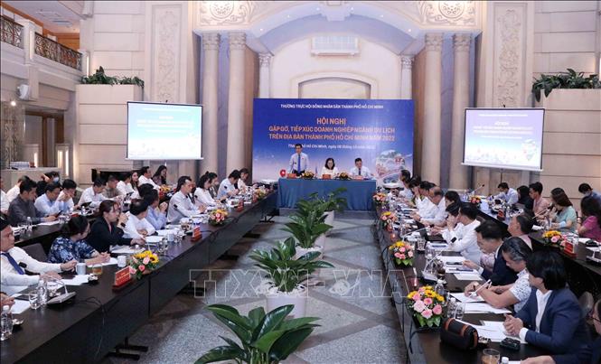 40 doanh nghiệp đại diện cho hơn 5.700 doanh nghiệp du lịch tham dự Hội nghị gặp gỡ, tiếp xúc doanh nghiệp du lịch Thành phố Hồ Chí Minh năm 2022. Ảnh: Xuân Khu-TTXVN