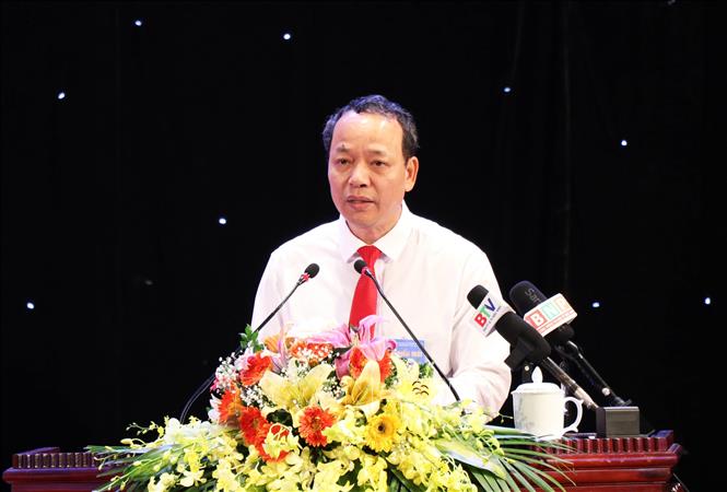 Trong ảnh: Phó Bí thư Thường trực Tỉnh ủy, Chủ tịch HĐND tỉnh Bắc Ninh Nguyễn Quốc Chung phát biểu tại Đại hội. Ảnh: Thanh Thương- TTXVN