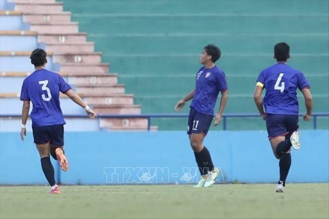 Cầu thủ Lin Hai-Cheng (số 11) ghi bàn thắng gỡ hoà 1-1 cho U17 Đài Bắc Trung Hoa ở phút thứ 14 của trận đấu. Ảnh: Minh Quyết - TTXVN