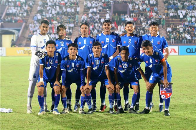 Đội hình ra sân của U17 Nepal. Ảnh: Trung Kiên - TTXVN