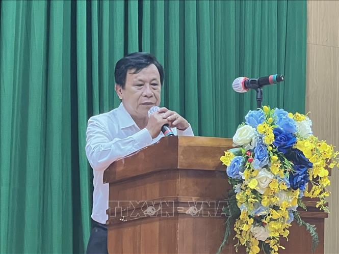 Ông Nguyễn Hữu Nhân, Trưởng phòng Chính trị, Tư tưởng (Sở Giáo dục và Đào tạo thành phố Cần Thơ) phát biểu tại sự kiện. Ảnh: Ánh Tuyết - TTXVN
