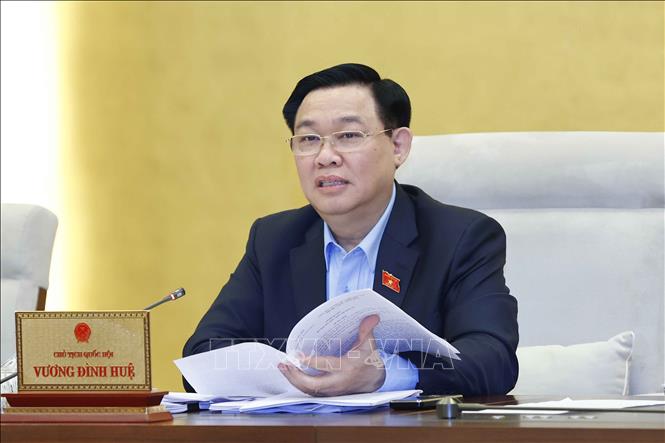 Chủ tịch Quốc hội Vương Đình Huệ phát biểu. Ảnh: Doãn Tấn - TTXVN