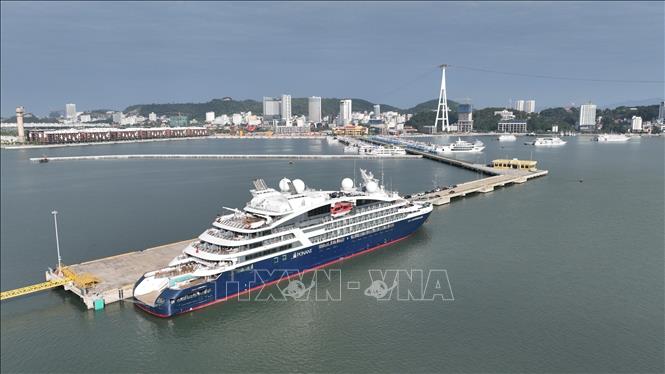 French-flagged cruise ship Le Lape'rouse docks at Ha Long International Cruise Port. VNA Photo