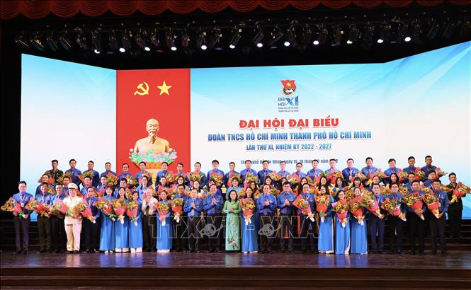 Ra mắt Ban Chấp hành Thành đoàn Thành phố Hồ Chí Minh khoá XI. Ảnh: Hồng Giang - TTXVN