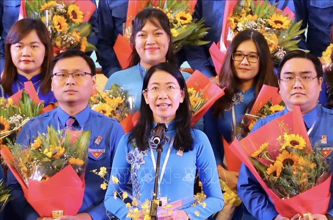 Chị Phan Thị Thanh Phương tái đắc cử Bí thư Thành đoàn Thành phố Hồ Chí Minh khoá XI. Ảnh: Hồng Giang - TTXVN