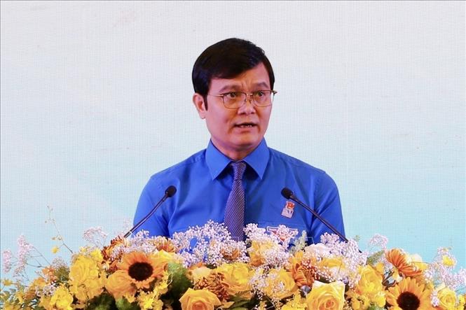 Bí thư thứ Nhất Trung ương Đoàn Bùi Quang Huy phát biểu. Ảnh: Hồng Giang - TTXVN