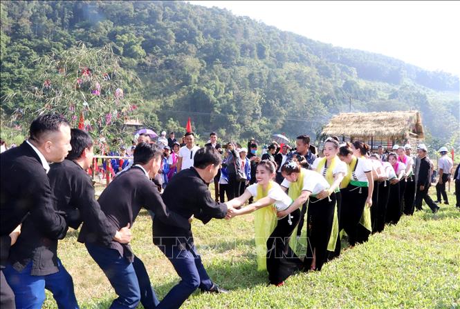 Tug of war is part of the festival. VNA Photo: Đinh Thùy