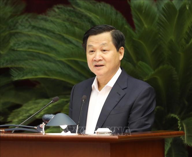 Đồng chí Lê Minh Khái, Bí thư Trung ương Đảng, Phó Thủ tướng Chính phủ phát biểu. Ảnh: Phương Hoa –TTXVN