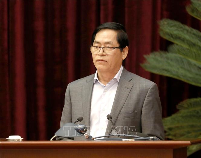 Đồng chí Phạm Viết Thanh, Uỷ viên Trung ương Đảng, Bí thư Tỉnh uỷ Bà rịa - Vũng Tàu trình bày tham luận tại hội nghị. Ảnh: Phương Hoa - TTXVN