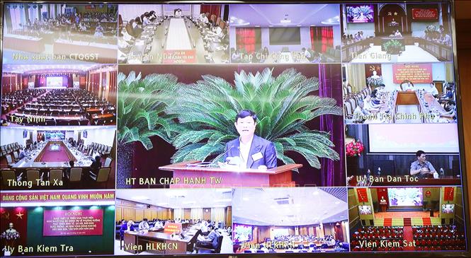 Quang cảnh hội nghị trực tuyến. Ảnh: Phương Hoa - TTXVN