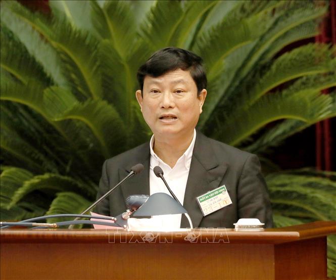 Đồng chí Võ Văn Minh, Phó Bí thư Thường trực Tỉnh uỷ Bình Dương trình bày tham luận tại hội nghị. Ảnh: Phương Hoa - TTXVN
