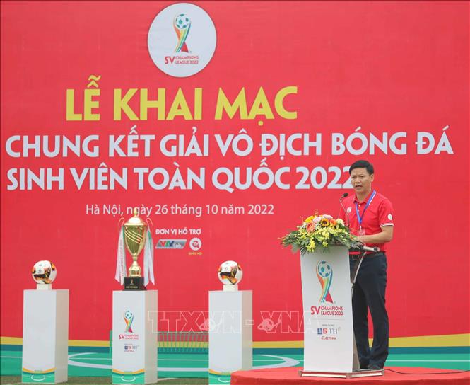 Ông Nguyễn Thanh Đề, Vụ trưởng Vụ Giáo dục Thể chất (Bộ Giáo dục và Đào tạo) -  Trưởng ban tổ chức phát biểu khai mạc. Ảnh: Thanh Tùng - TTXVN