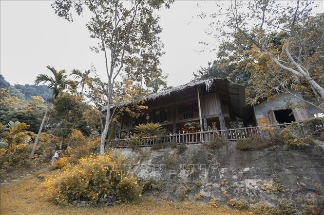Trong ảnh: Những nếp nhà sàn bình dị của Homestay Ngọc Nhềm mang nét đặc trưng của nguời Mường ở xóm Đá Bia, xã Tiền Phong (Đà Bắc, Hòa Bình). Ảnh: Trọng Đạt - TTXVN
