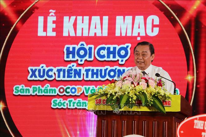 Ông Võ Văn Chiêu, Giám đốc Sở Công Thương tỉnh Sóc Trăng phát biểu. Ảnh: Trung Hiếu - TTXVN