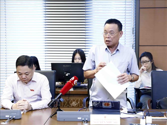 Trong ảnh: Đại biểu Quốc hội tỉnh Bắc Ninh Nguyễn Như So phát biểu tại tổ. Ảnh: An Đăng - TTXVN