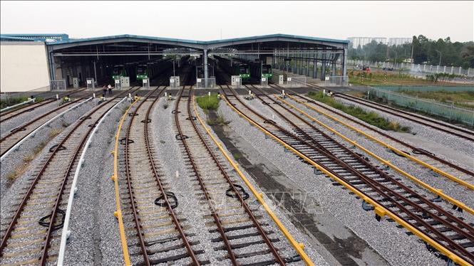The Depot of Cat Linh - Ha Dong Metro Line's train maintenance workshop. VNA Photo: Huy Hùng, Tuấn Anh 