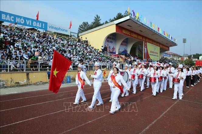 Lễ diễu hành biểu dương lực lượng các khối. Ảnh: Quý Trung - TTXVN 