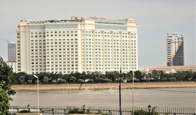 Trong ảnh: Khách sạn Sockha Phnom Penh tại quận Chroy Chongvar, thủ đô Phnom Penh, Campuchia. Ảnh: Huỳnh Thảo - P/v TTXVN tại Campuchia