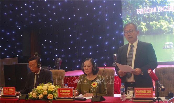 Đại sứ đặc mệnh toàn quyền Nhật Bản tại Việt Nam Yamada Takio phát biểu tại hội nghị. Ảnh: Hải Yến-TTXVN.