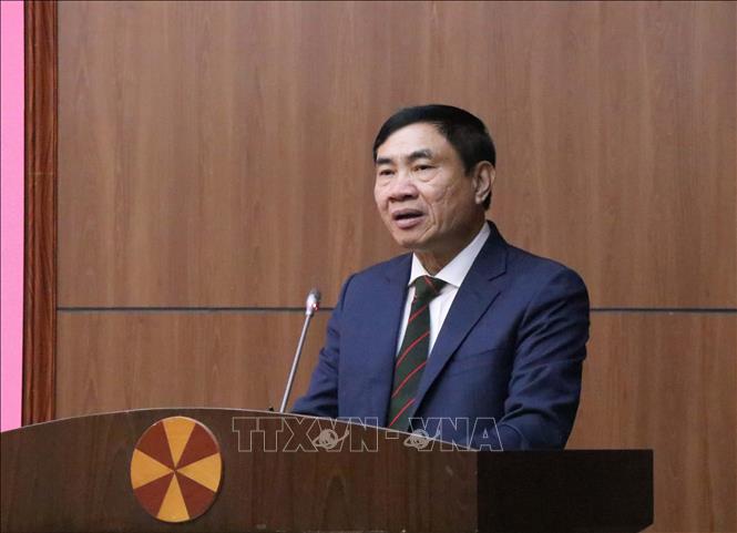 Tân Bí thư Tỉnh ủy Điện Biên nhiệm kỳ 2020-2025 Trần Quốc Cường phát biểu nhậm chức. Ảnh: Xuân Tiến - TTXVN 