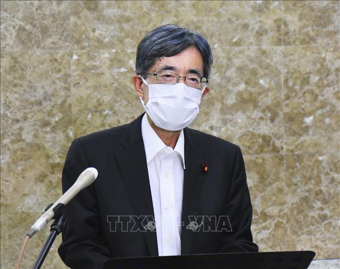 Trong ảnh: Bộ trưởng Nội vụ Nhật Bản Minoru Terada phát biểu tại cuộc họp báo ở Tokyo ngày 10/8/2022. Ảnh: Kyodo/TTXVN