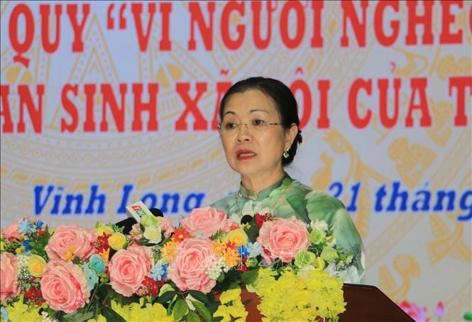 Phó Chủ tịch Ủy ban Trung ương Mặt trận Tổ quốc Việt Nam Trương Thị Ngọc Ánh phát biểu tại hội nghị. Ảnh: Phạm Minh Tuấn-TTXVN.
