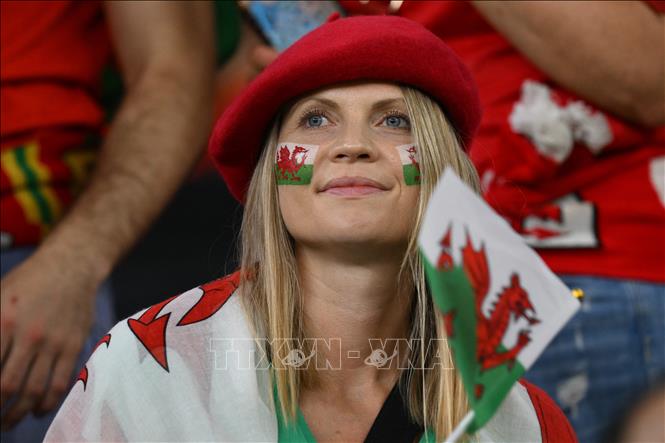 Trong ảnh: Cổ động viên Xứ Wales trước trận đấu của đội nhà gặp tuyển Mỹ tại Al-Rayyan, Qatar ngày 22/11/2022. Ảnh: AFP/TTXVN