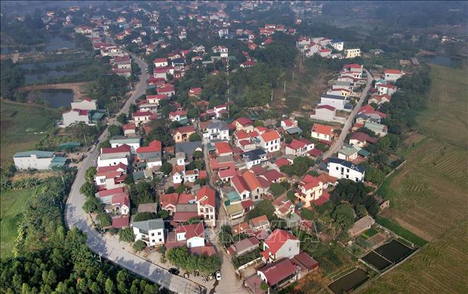 Toàn cảnh Khu 14, xã Cao Xá, huyện Lâm Thao, tỉnh Phú Thọ nhìn từ trên cao. Ảnh: Trung Kiên - TTXVN