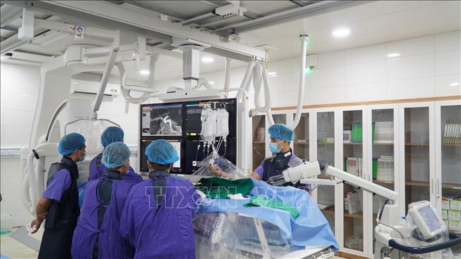 Phòng can thiệp mạch vành tại Bệnh viện Đa khoa Hùng Vương (Phú Thọ). Ảnh: Minh Quyết - TTXVN