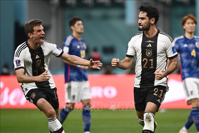 Trong ảnh: Tiền vệ Ilkay Gundogan (số 21) ăn mừng bàn thắng mở tỉ số cho tuyển Đức trong trận đấu. Ảnh: AFP/ TTXVN