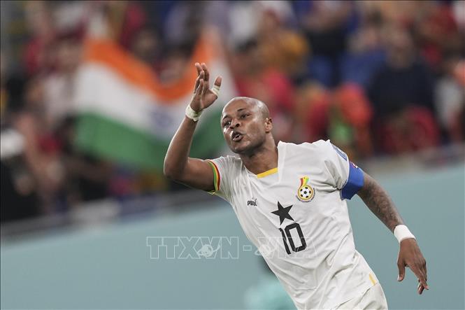 Andre Ayew của Ghana ăn mừng bàn thắng vào lưới Bồ Đào Nha. Ảnh: THX/TTXVN