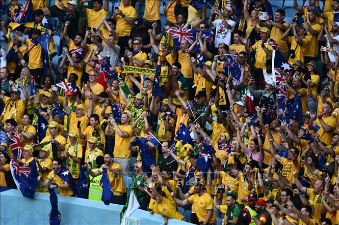 Niềm vui của cổ động viên Australia sau khi đội nhà đánh bại Tunisia 1-0. Ảnh: AFP/TTXVN