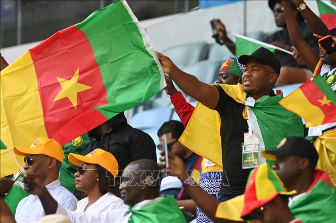 Trong ảnh: Cổ động viên Cameroon cổ vũ trong trận đấu với đội tuyển Serbia. Ảnh: AFP/TXVN
