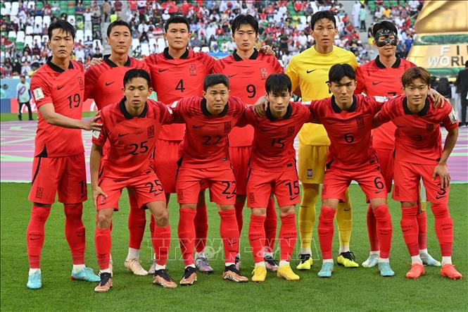 Đội hình xuất phát của Hàn Quốc. Ảnh: AFP/TTXVN