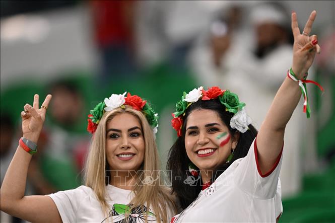 Cổ động viên Iran cổ vũ đội nhà. Ảnh: AFP/ TTXVN